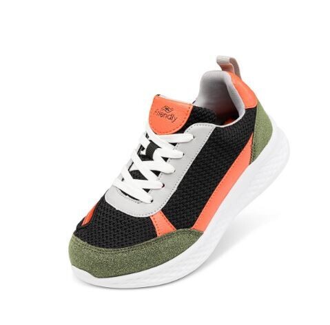 Kids trainer with zip to front - orange khaki