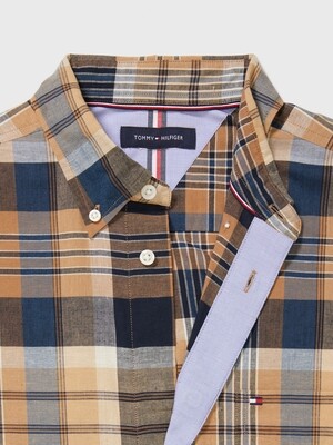 Shirt with magnetic buttons - brown checkered