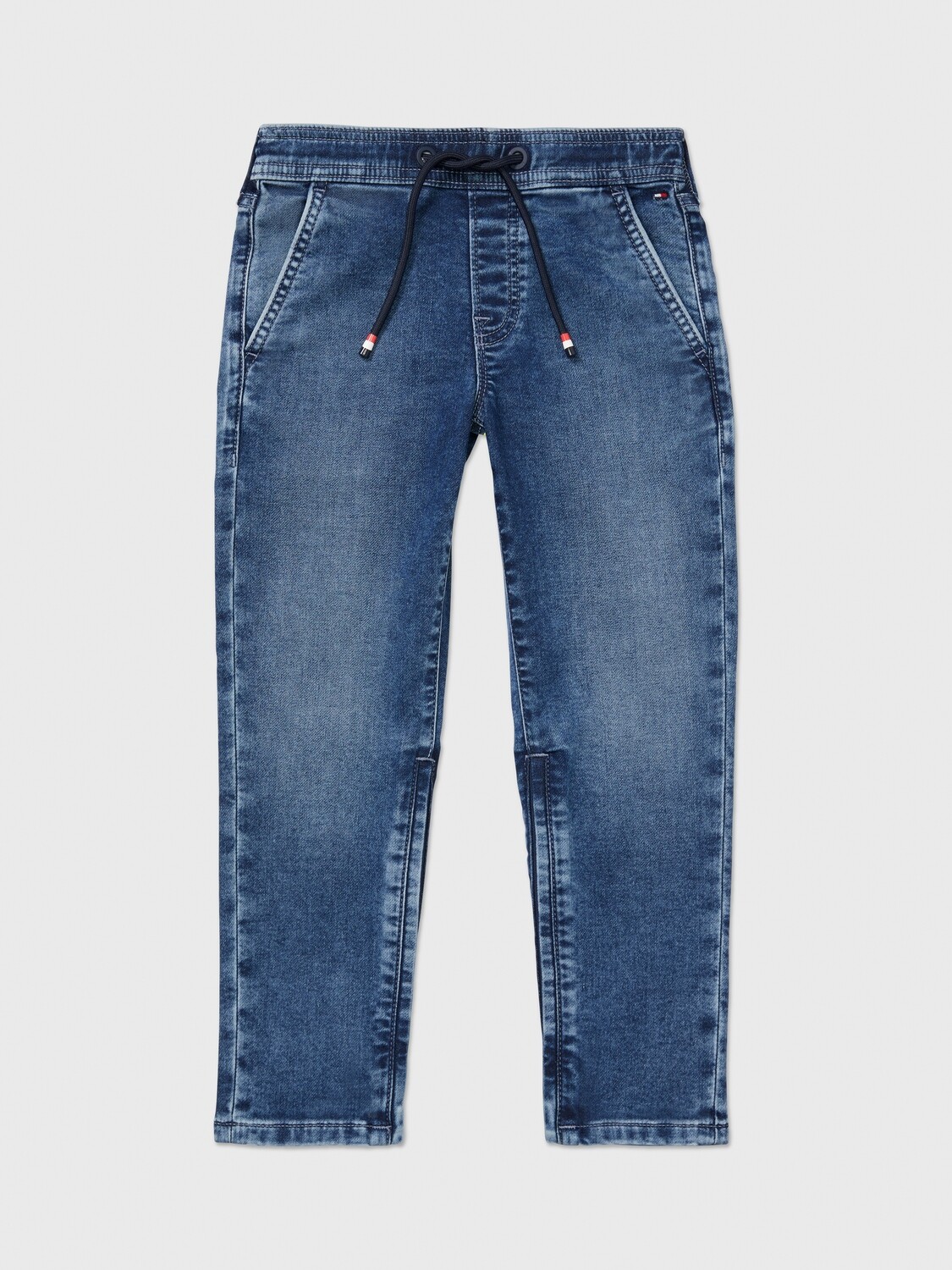 Denim jogger on elasticated and zipped leg