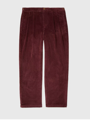 Trousers with magnetic closure - corduroy bordeaux