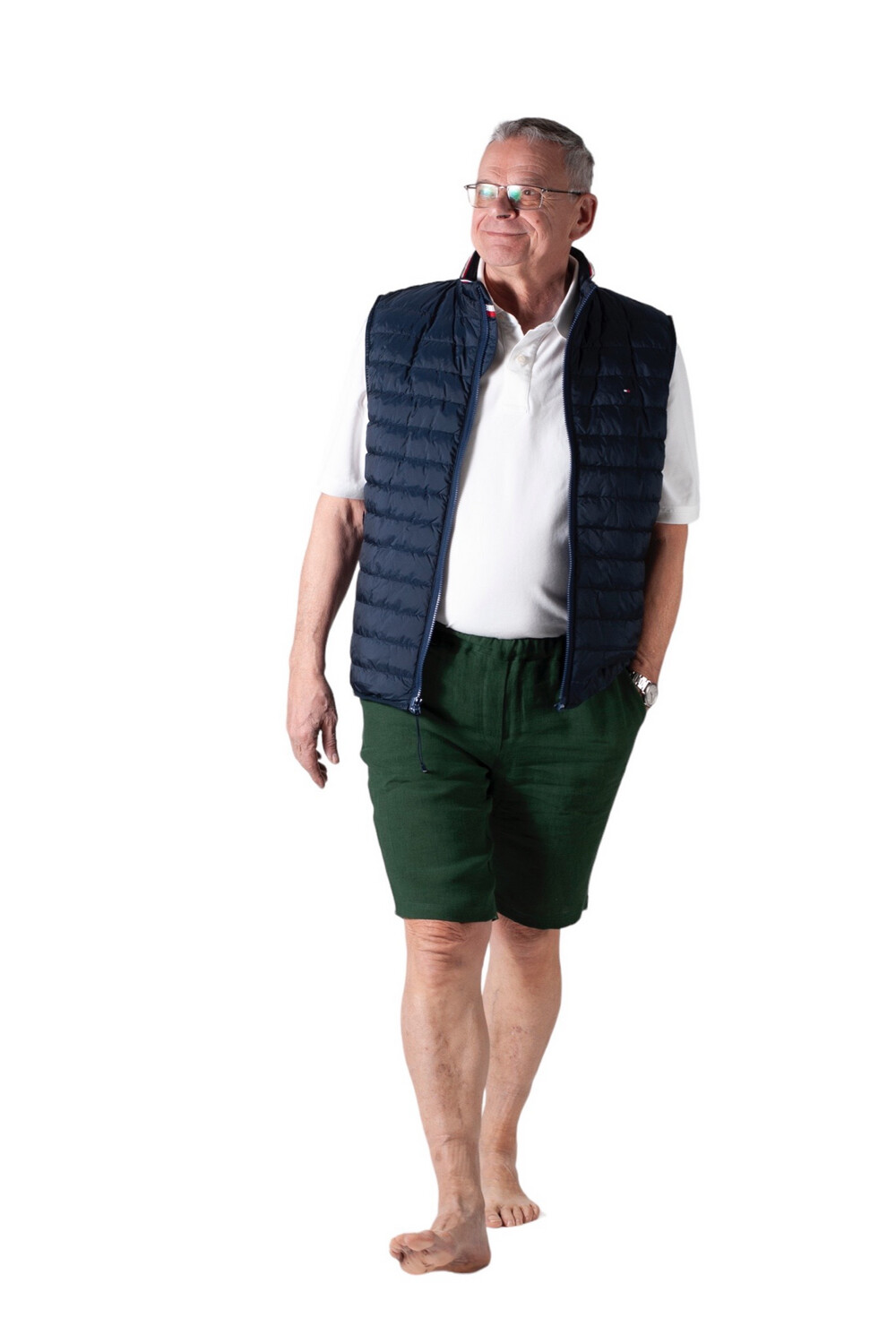Shorts with elastic - green linen