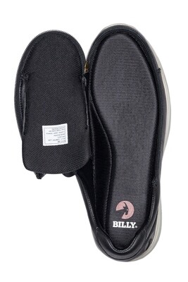 Classic shoes with front zip - black leather - wide fit