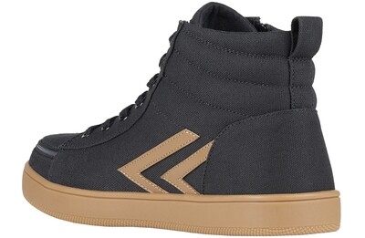 Hip shoes with front zip - black camel