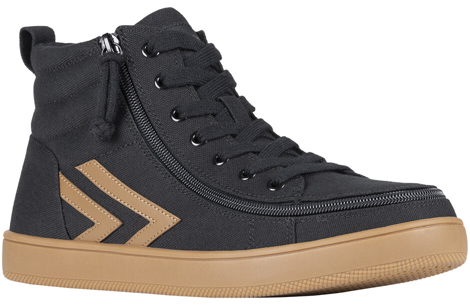 Hip shoes with front zip - black camel