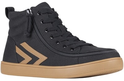 Hip shoes with front zip - black camel