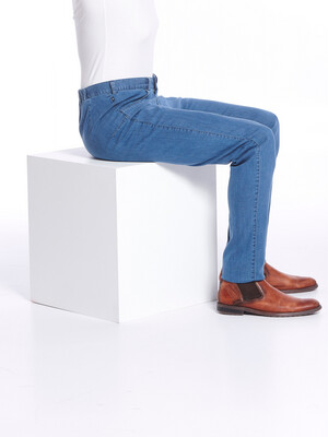 Sitting trousers with deep zipper / hook &amp; eye - blue jeans