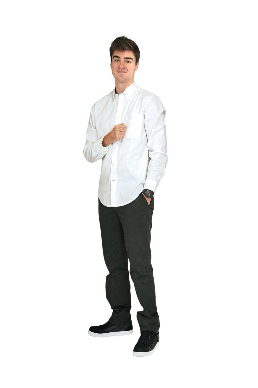 Trousers with elastic - dark green cotton