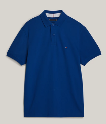 Polo with magnetic button - blue