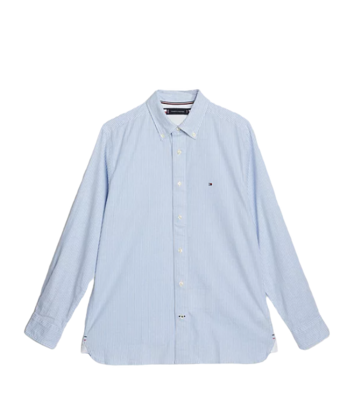 Shirt with magnetic buttons - blue-white striped