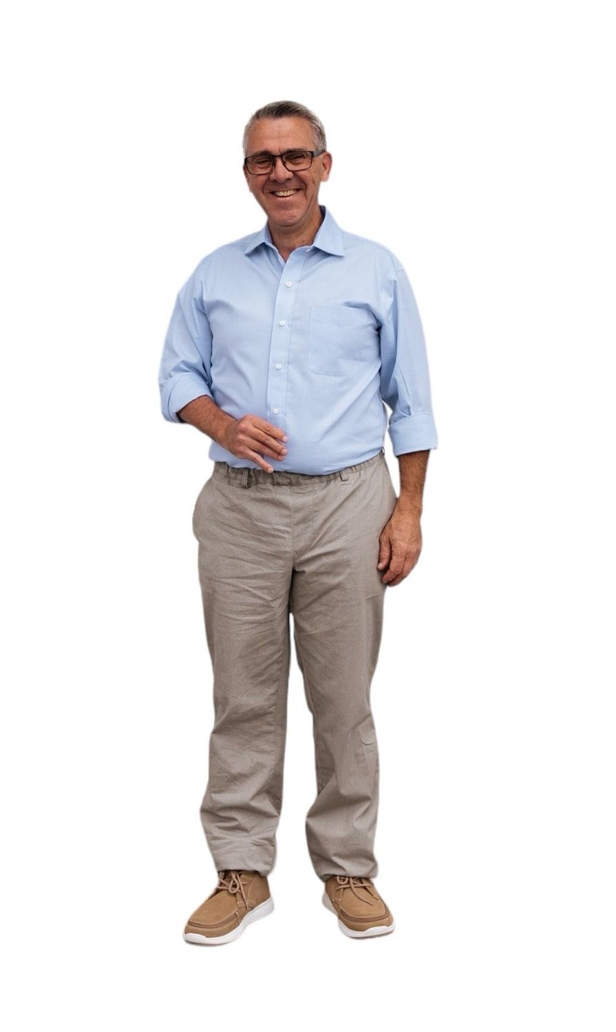 Trousers with elastic - beige cotton