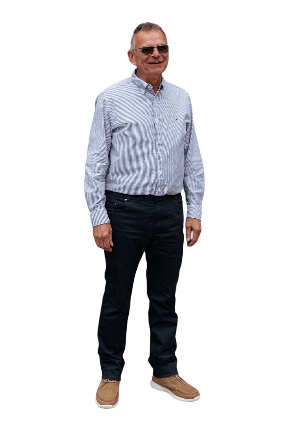 5-pocket trousers with elastic and magnetic button - navy cotton