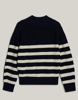 sweater with zip - black with ivory