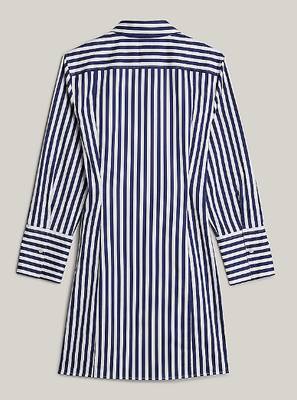 Dress with magnetic buttons - white navy