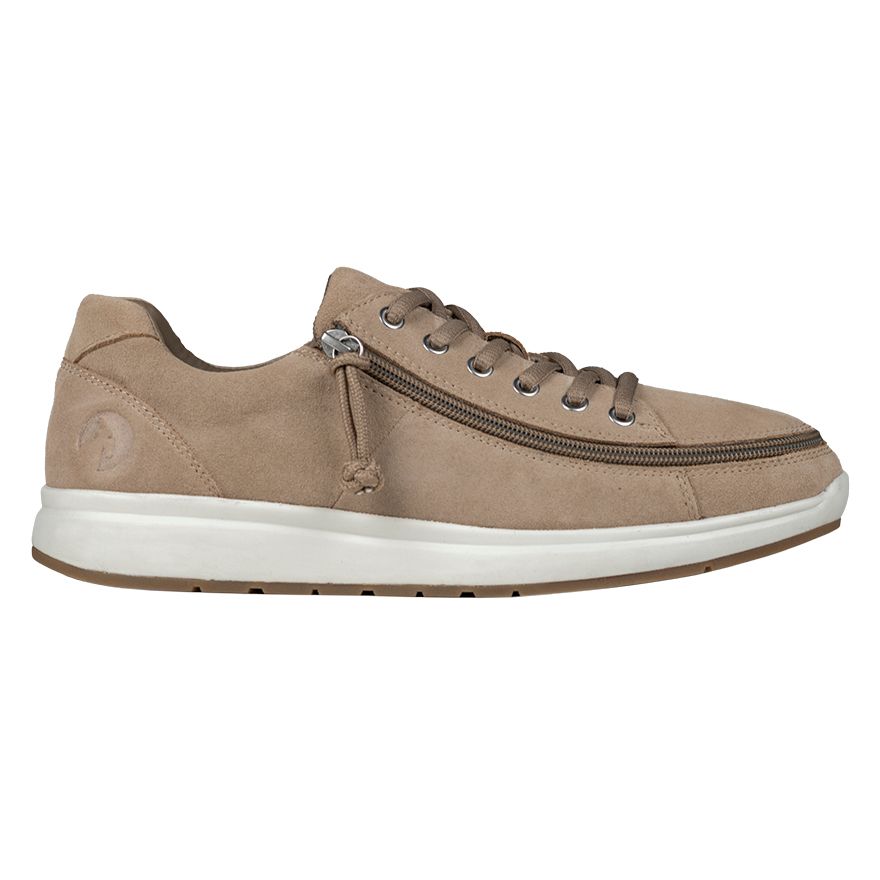 Classic shoes with front zip - suede beige