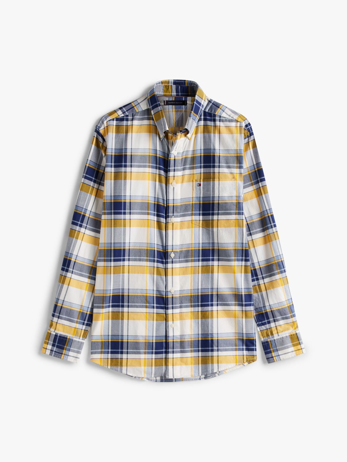 Shirt with magnetic buttons - yellow and blue checkered