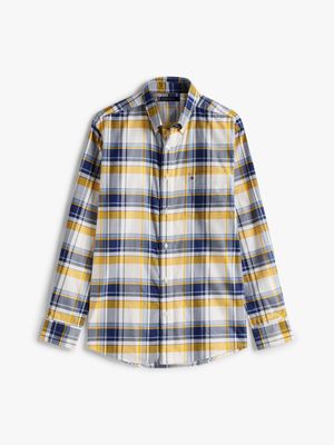 Shirt with magnetic buttons - yellow and blue checkered