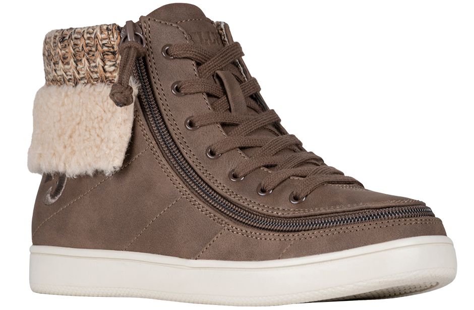 Hip shoes with front zip wide fit - brown