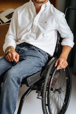 Trousers with magnetic closure - blue jeans