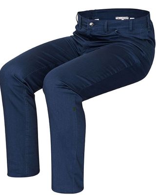 Wheelchairtrouser slim fit with hook and eye fastening - blue chino