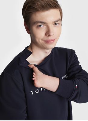 Sweater with velcro at shoulder seams - navy