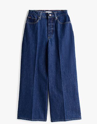 Wide leg trousers with magnetic closure - dark blue jeans
