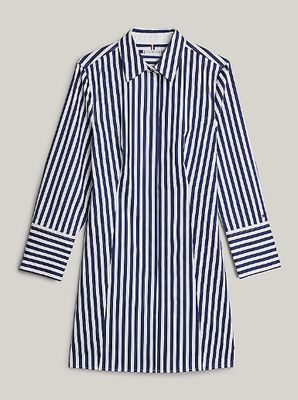 Dress with magnetic buttons - white navy