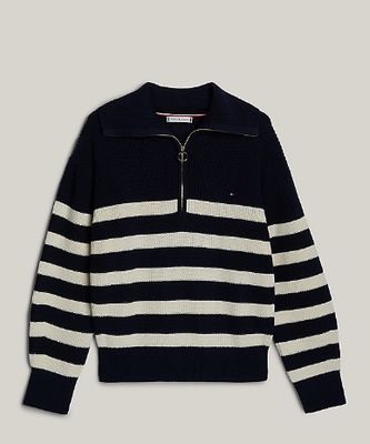 sweater with zip - black with ivory