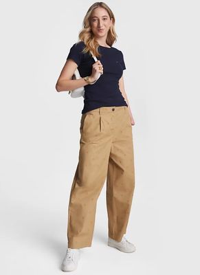 Wide leg trousers with magnetic closure - light brown