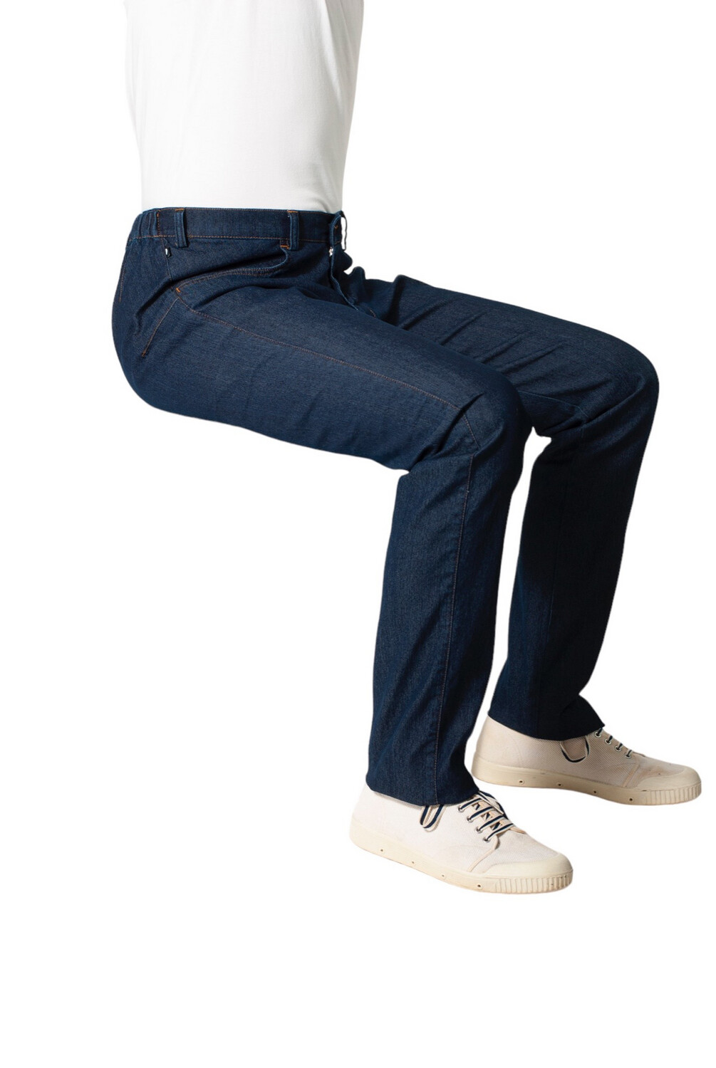 Wheelchair trousers with button and deep zip - dark jeans