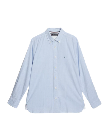 Shirt with magnetic buttons - blue-white striped