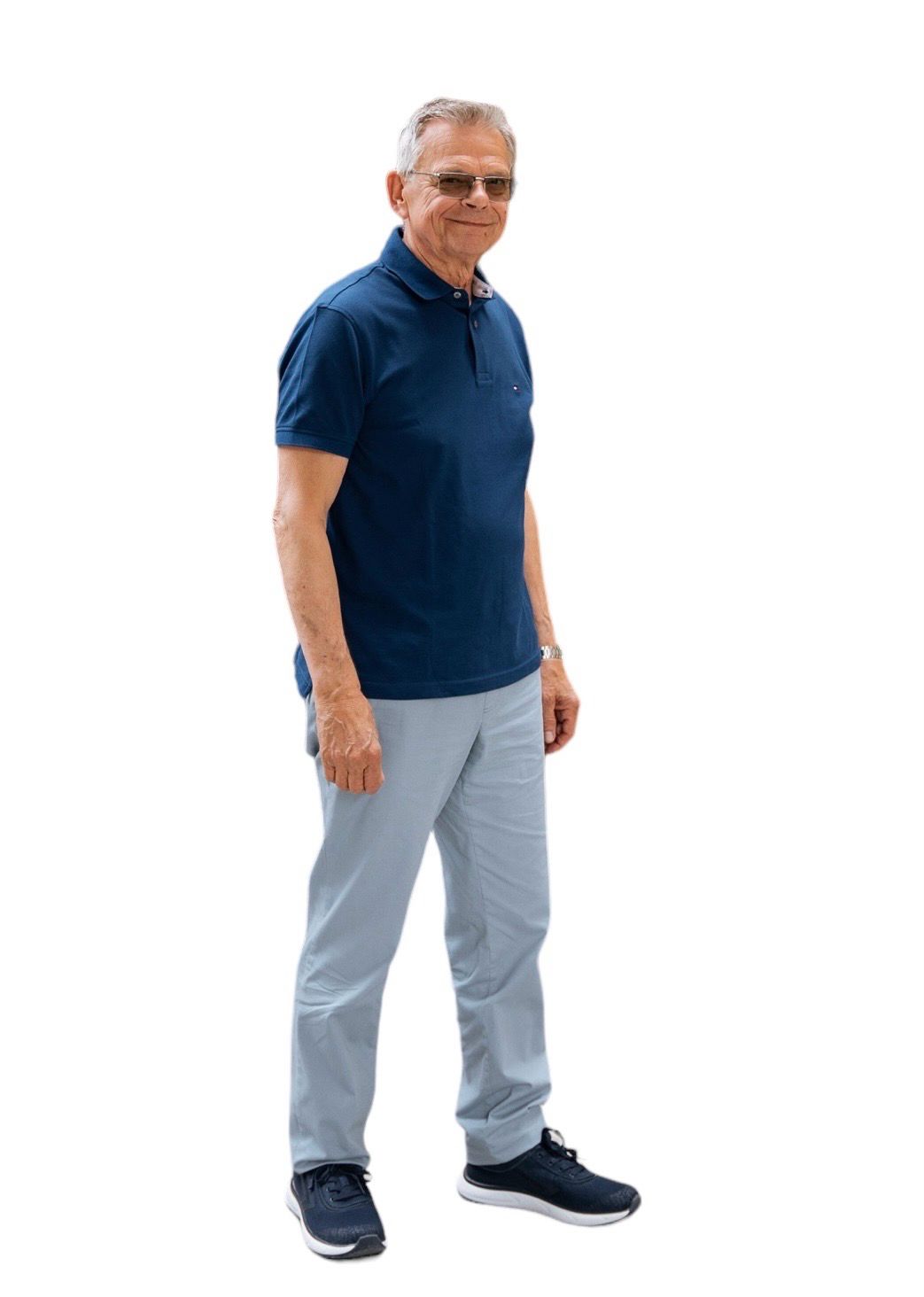 Trousers with elastic - light blue cotton