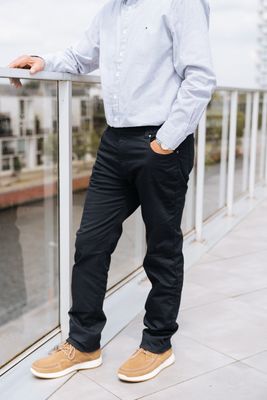 5-pocket trousers with elastic - navy cotton