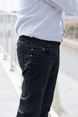 5-pocket trousers with elastic - navy cotton