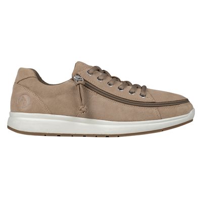 Classic shoes with front zip - suede beige