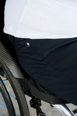 Sitting trousers with deep zipper - navy cotton