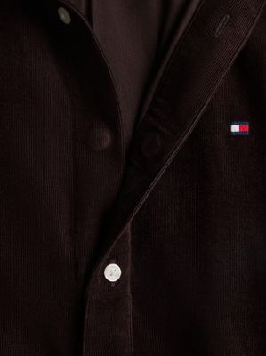 Corduroy shirt with magnetic buttons – chocolate brown