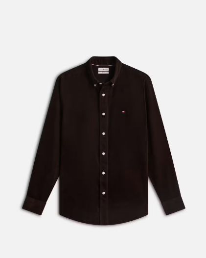 Corduroy shirt with magnetic buttons – chocolate brown