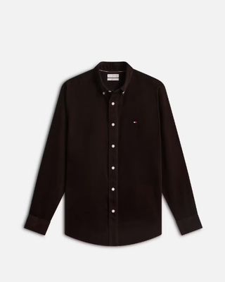 Corduroy shirt with magnetic buttons – chocolate brown