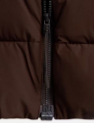 Pufferjacket with magnetic zipper - brown