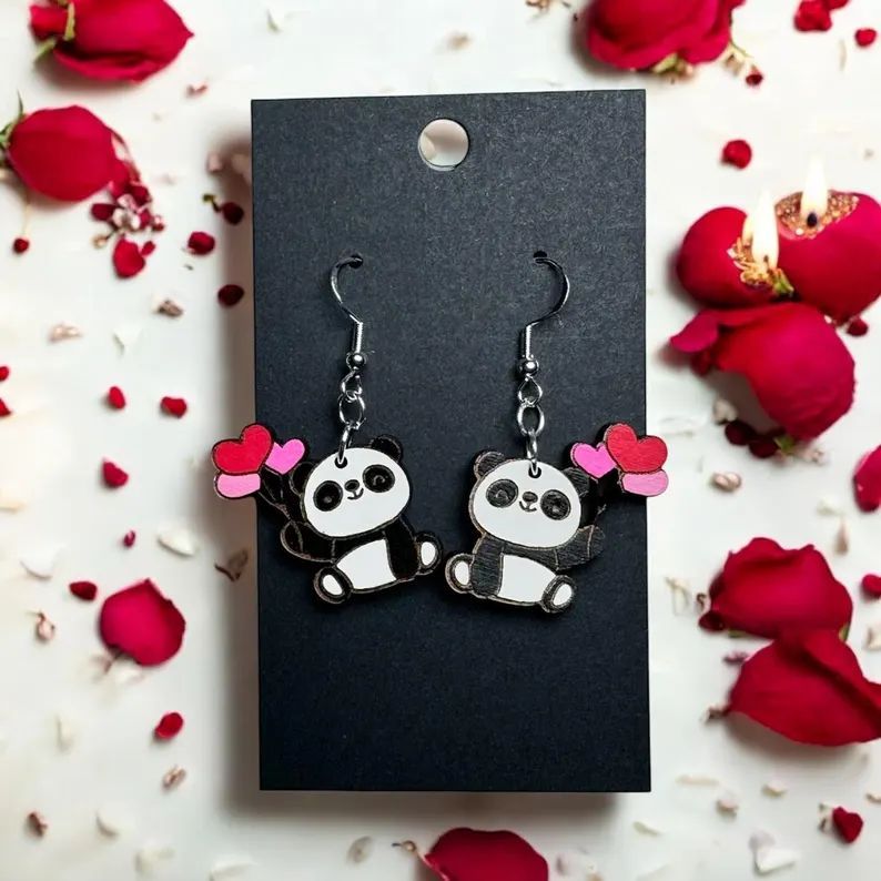 Beary Sweet Love Panda Earrings