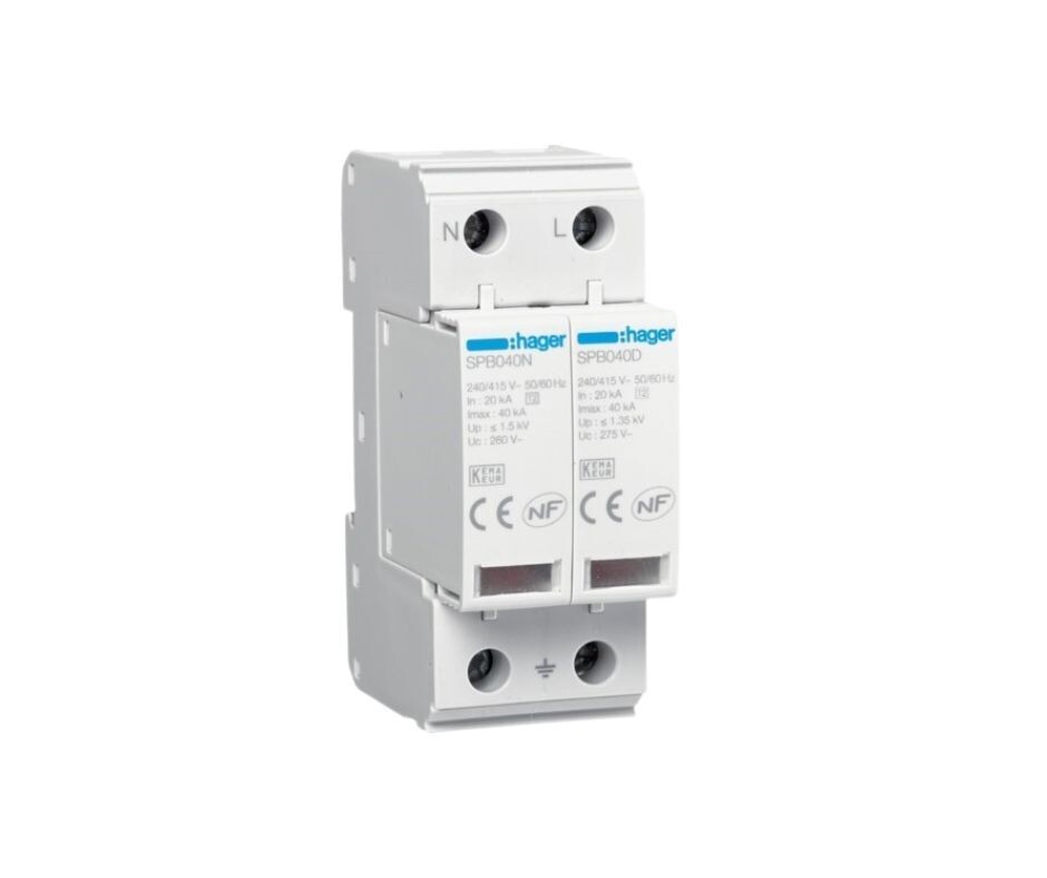 AC 2P Hager Surge Protective Device 275V 40KA