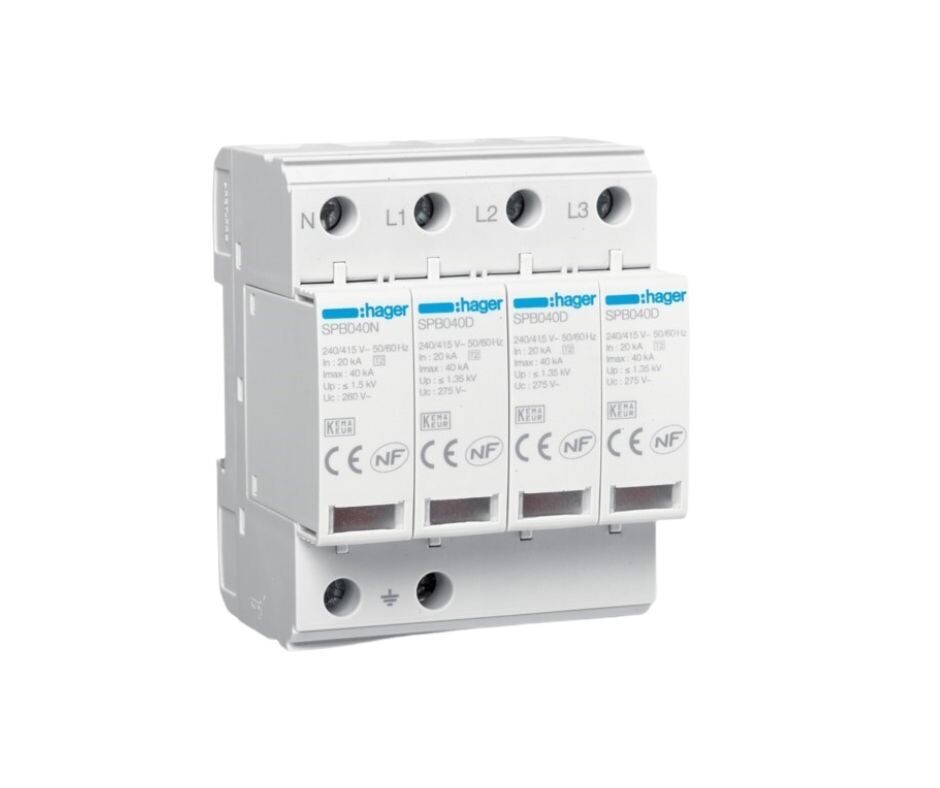 AC 4P Hager Surge Protective Device 320V 40KA