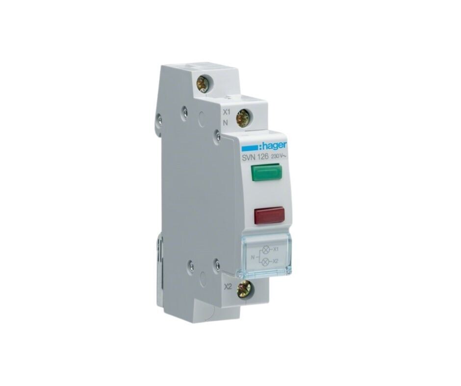 AC Hager Double LED Indicator - Red + Green - 230VAC
