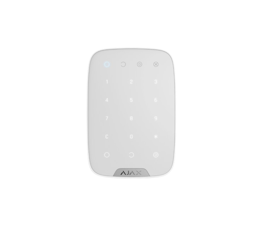 Ajax Keypad Plus White - Wireless touch keypad with support for encrypted contactless cards and key fobs