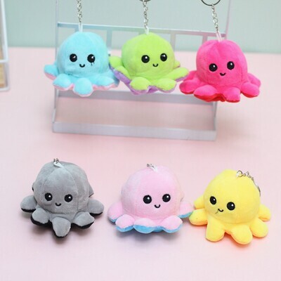 Cute Flip Octopus Plush Doll in many different colors! Face-changing Octopus Keychain Pendant for school bag!!