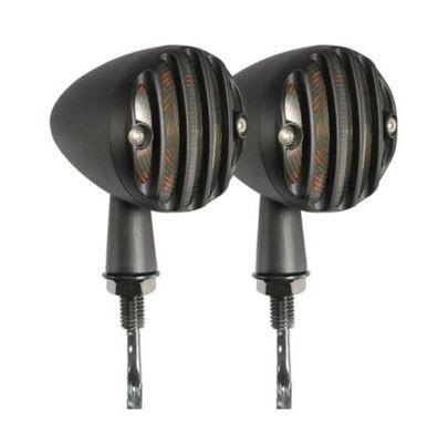 FRECCE LED MOTO IN ALLUMINIO NERO OPACO HARLEY CUSTOM CAFE RACER SPECIAL