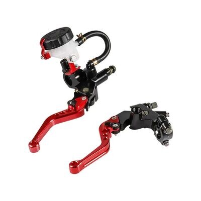 🇮🇹 KIT COPPIA LEVA FRIZIONE POMPA FRENO MOTO UNIVERSALE CAFE RACER CUSTOM ROSSO