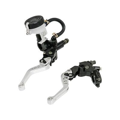 🇮🇹 KIT COPPIA LEVA FRIZIONE POMPA FRENO MOTO UNIVERSALE CAFE RACER CUSTOM GRIGI