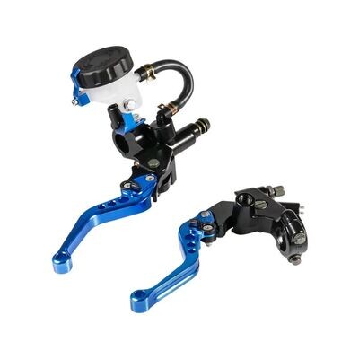 🇮🇹 KIT COPPIA LEVA FRIZIONE POMPA FRENO MOTO UNIVERSALE CAFE RACER CUSTOM BLU