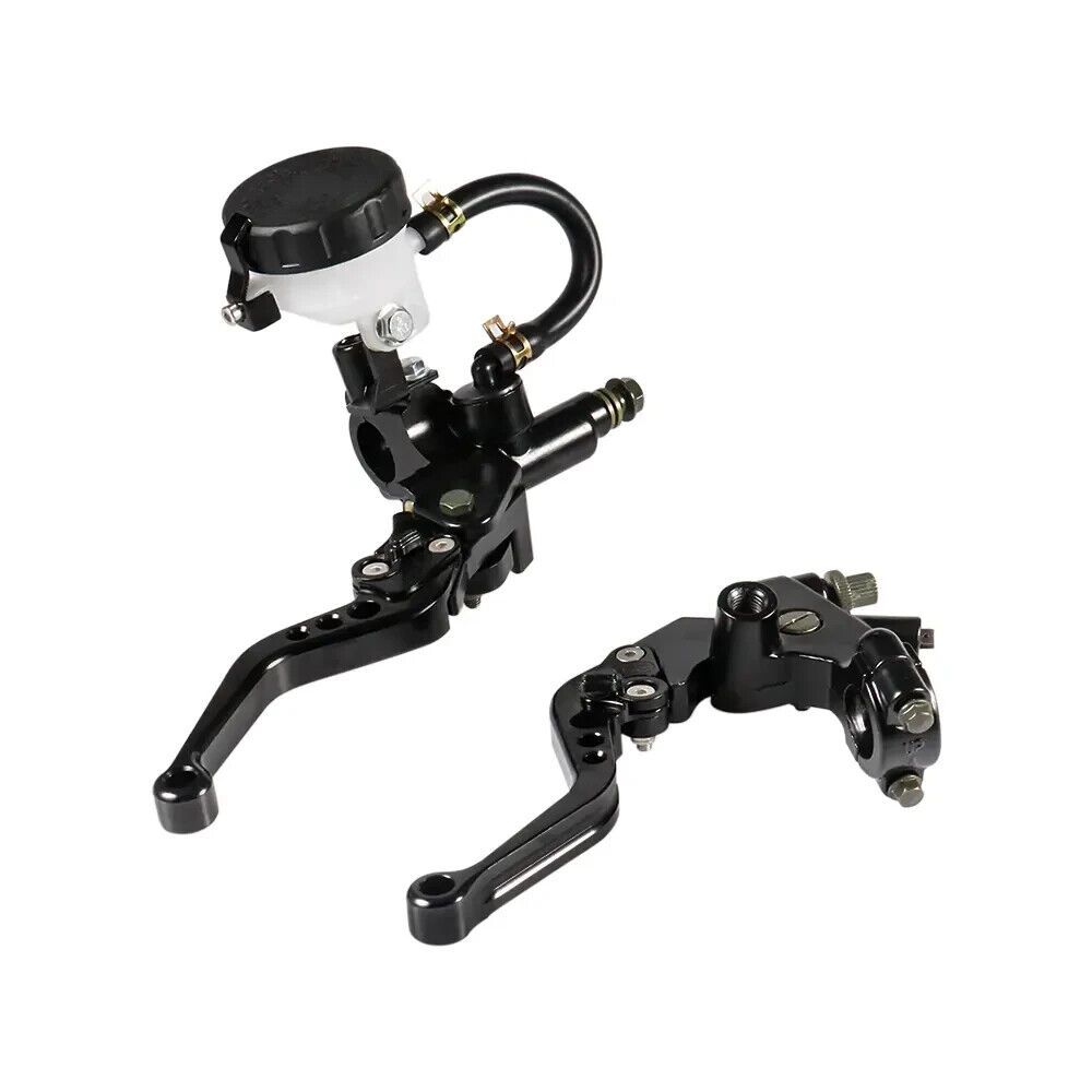 🇮🇹 KIT COPPIA LEVA FRIZIONE POMPA FRENO MOTO UNIVERSALE CAFE RACER CUSTOM NERO